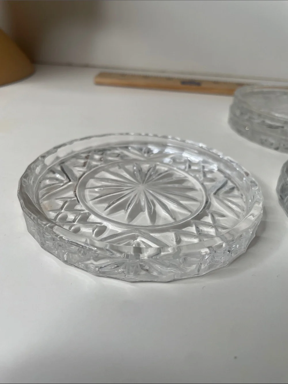 Glass or crystal cut coasters, set of 4